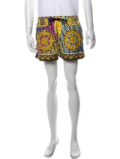 Pre-owned Fendace Zucca Ff Logo Flat Front Shorts In Gold