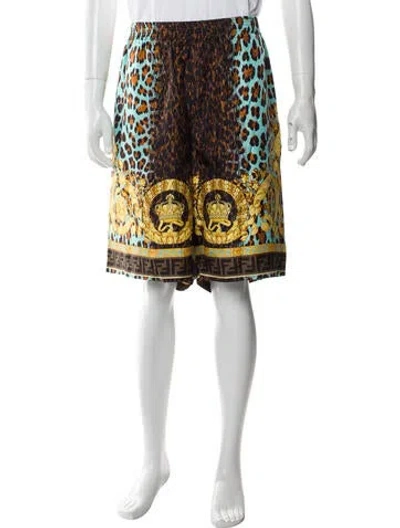 Pre-owned Fendace Zucca Ff Logo Jogger Shorts W/ Tags In Blue