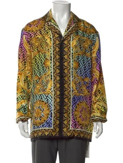 Pre-owned Fendace Zucca Ff Logo Silk Shirt In Black