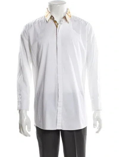 Pre-owned Fendace Zucca Ff Logo Silk Shirt In White