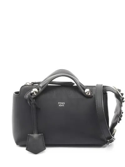 Pre-owned Fendi 00s Mini By The Way Leather Tote Bag In Black