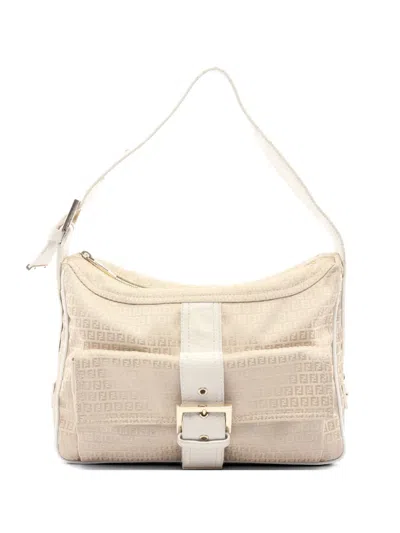 Pre-owned Fendi 00s Zucca Ff Shoulder Bag In Neutral