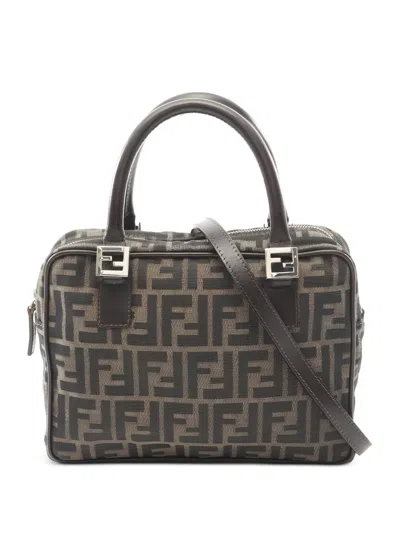 Pre-owned Fendi 00s Zucca Logo Handbag In Black