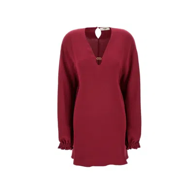 Fendi 100% Silk Tunic In Burgundy