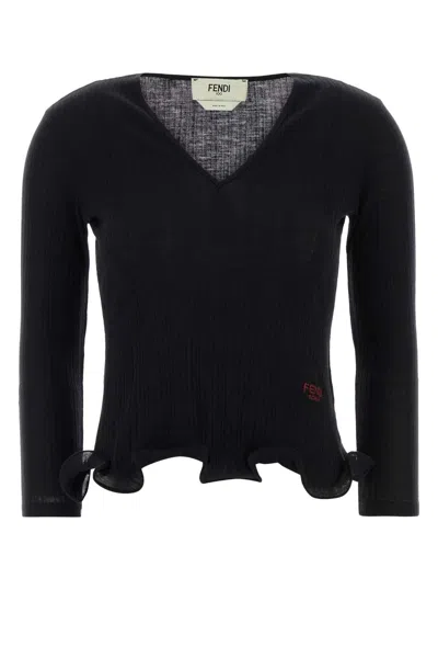 Fendi Woman Sweater Black Size L Virgin Wool