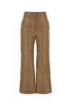 Fendi Pantalone In Misto Cotone Ricamato Donna
