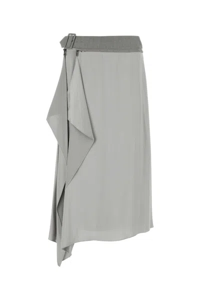 Fendi Versatile Waistband Satin Skirt In Gray