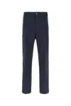 Fendi Men Navy Blue Stretch Cotton Pant In Blue