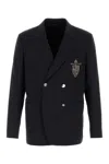 Fendi Midnight Blue Wool Blazer In Black