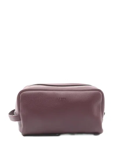 Pre-owned Fendi 10s Logo-embossed Wash Bag In Red