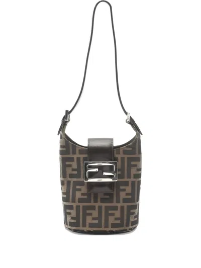 Pre-owned Fendi 10s Logo-pattern Shoulder Bag In Brown
