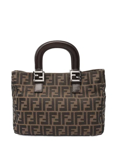 Pre-owned Fendi 10s Zucca Handbag In Brown