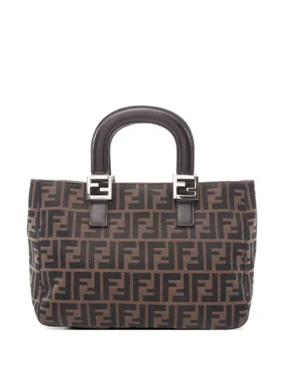 Pre-owned Fendi 10s Zucca Tote Bag In Brown