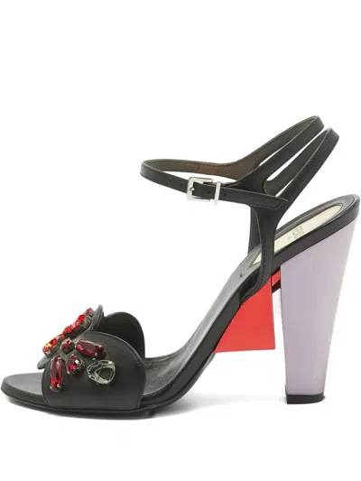Pre-owned Fendi 110mm Crystal-embellished Sandals