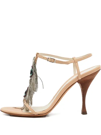 Pre-owned Fendi 110mm Fringe-embellishment Sandals