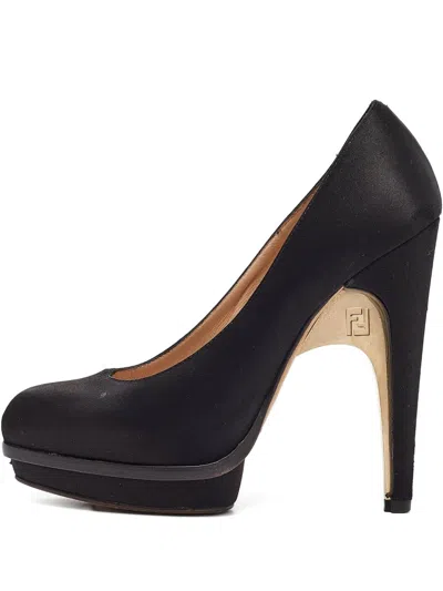 Pre-owned Fendi 110mm Leather Heeled Pumps In Black