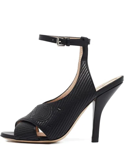 Pre-owned Fendi 110mm Leather Quilted Sandals In Black