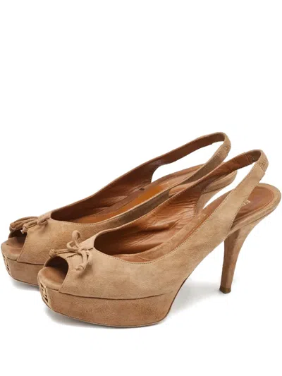 Pre-owned Fendi 110mm Suede Platform Sandals