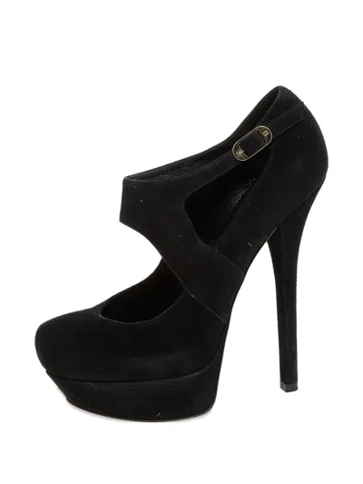 Pre-owned Fendi 115mm Suede Heeled Pumps In Black