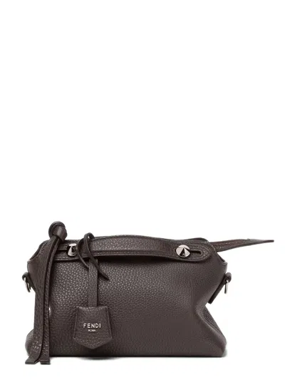 Fendi 12 Cm X 20 Cm X 9 Cm Mini Leather Shoulder Bag With Nappa Lining In Marrone