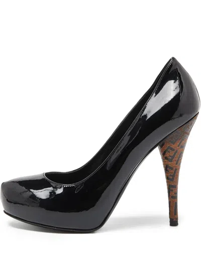 Pre-owned Fendi 120mm Ff-print Pumps
