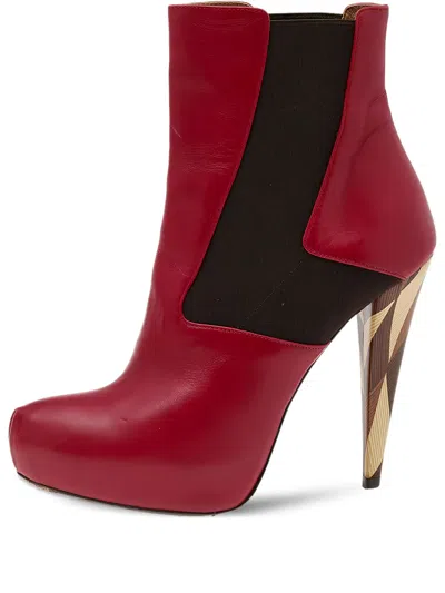 Pre-owned Fendi 120mm Leather Ankle Boots