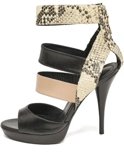 Pre-owned Fendi 120mm Leather Sandals In Black