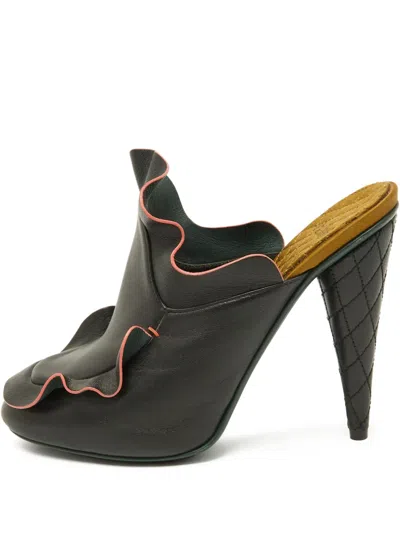 Pre-owned Fendi 120mm Ruffled Mules