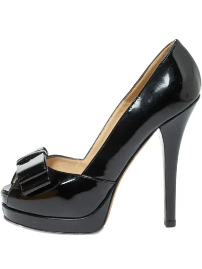 Pre-owned Fendi 140mm Bow-detail Pumps In Black