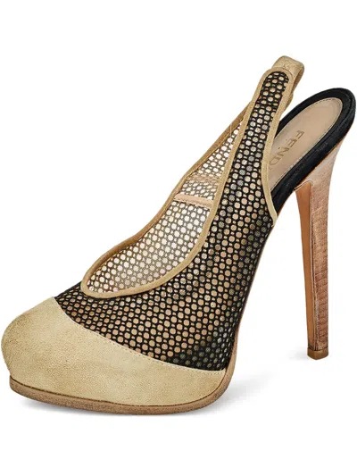 Pre-owned Fendi 140mm Mesh-panelled Pumps