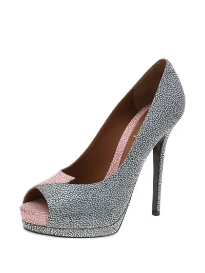 Pre-owned Fendi 140mm Peep-toe Heeled Pumps In Pink