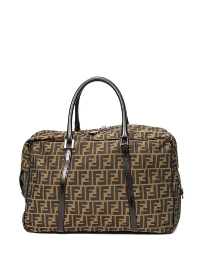 Pre-owned Fendi 1960 Zucca-monogram Top-handle Luggage In Brown