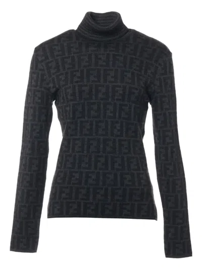 Pre-owned Fendi 1980-1990 Zucca Knitted Top In Grey