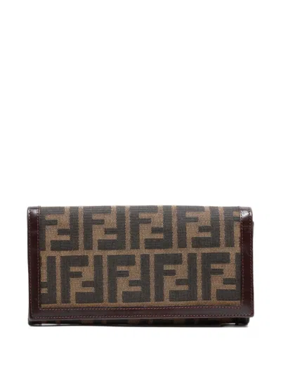 Pre-owned Fendi 1980-1990 Zucca Wallet In Brown