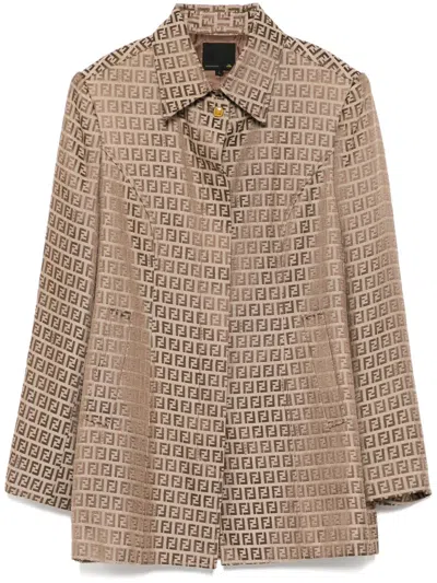 Pre-owned Fendi 1980-1990s  Zucchino Coat In Neutrals