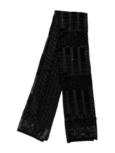 Pre-owned Fendi 1980's Zucca Ff Logo Scarf In Black