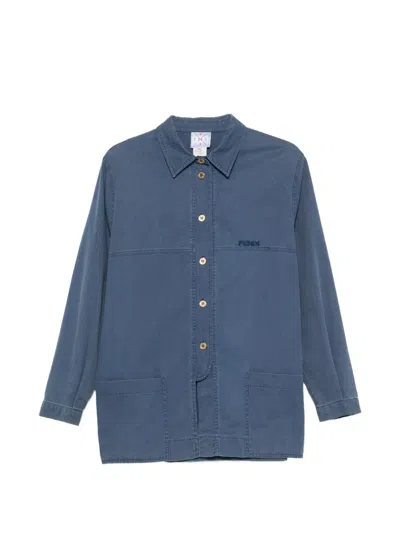 Pre-owned Fendi 1980s Logo-embroidered Shirt In Blue