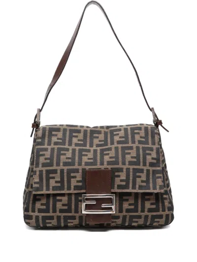 Pre-owned Fendi 1990-2000 Mamma Baguette Shoulder Bag In Brown