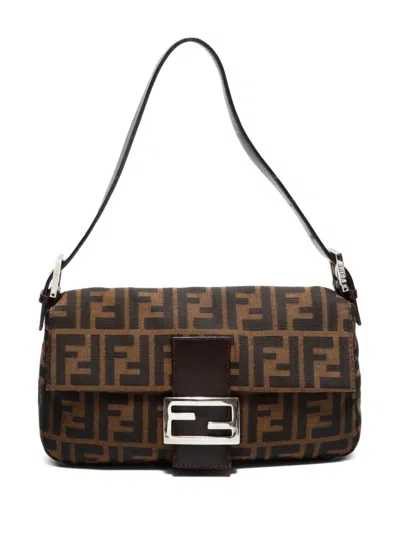 Pre-owned Fendi 1990-2000 Zucca Canvas Shoulder Bag In Brown