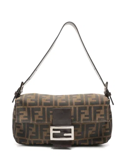 Pre-owned Fendi 1990-2000 Zucca Mamma Shoulder Bag In Brown
