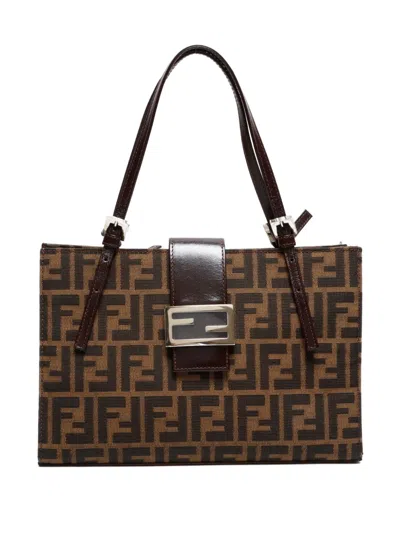 Pre-owned Fendi 1990-2000 Zucca-pattern Shoulder Bag In Brown