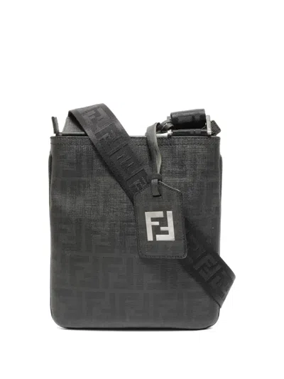 Pre-owned Fendi 1990-2000 Zucca Shoulder Bag In Gray