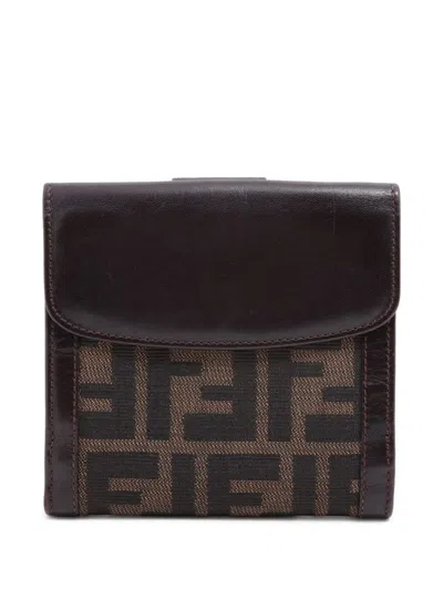 Pre-owned Fendi 1990-2000 Zucca Wallet In Brown