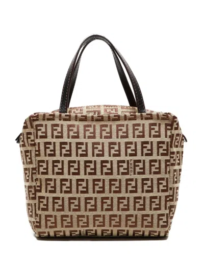 Pre-owned Fendi 1990-2000 Zucchino Pattern Handbag In Neutral