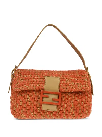 Pre-owned Fendi 1990-2000s Baguette Wool Handbag In Orange