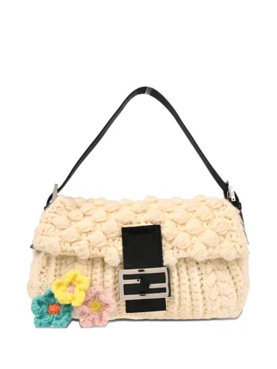Pre-owned Fendi 1990-2000s Cable-knit Handbag In Neutral