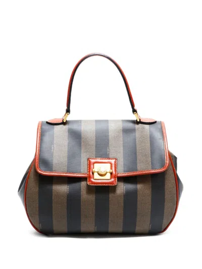 Pre-owned Fendi 1990-2000s Pecan Striped Tote Bag In Brown