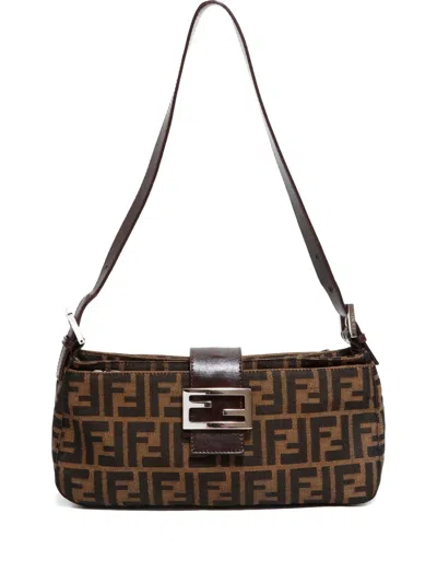 Pre-owned Fendi 1990-2000s Zucca Canvas Shoulder Bag In Brown