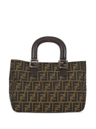 Pre-owned Fendi 1990-2000s Zucca-jacquard Tote Bag In Brown