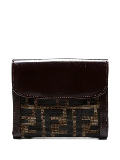 Pre-owned Fendi 1990-2000s Zucca Leather Wallet In Brown